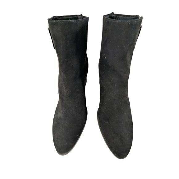 NWT! OLD NAVY! BLACK VEGAN SUEDE MICROFIBER CHUNKY HEEL ANKLE BOOTS! SZ 7M - Picture 4 of 12